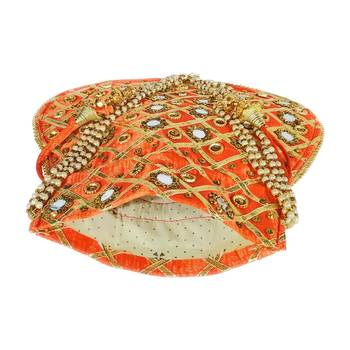 Women's Designer Partywear Bridal Potli Clutch Bag Orange (Single Bag) 4