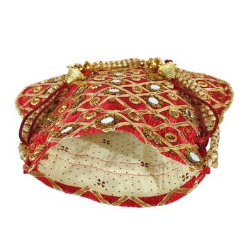 Women's Designer Partywear Bridal Potli Clutch Bag Maroon (Single Bag) 4