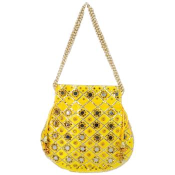 Women's Designer Partywear Bridal Potli Clutch Bag Yellow (Single Bag) 3