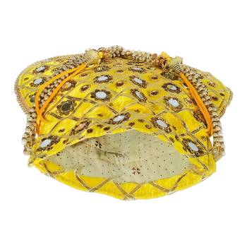 Women's Designer Partywear Bridal Potli Clutch Bag Yellow (Single Bag) 4