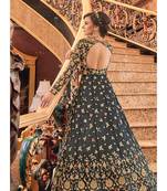 Grey Embroidered Net Semi Stitched Salwar With Dupatta