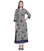 Black printed cotton ethnic-kurtis