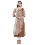 Brown printed cotton ethnic-kurtis
