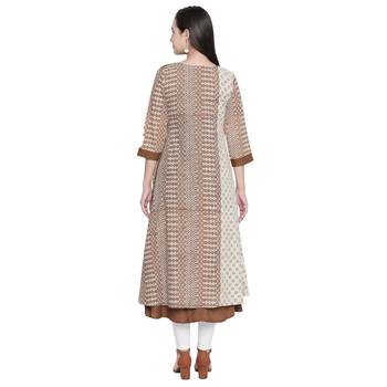 Brown printed cotton ethnic-kurtis 2