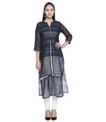 Blue printed cotton ethnic-kurtis