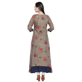 Brown printed cotton ethnic-kurtis 2