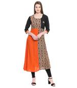 Orange printed cotton ethnic-kurtis