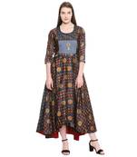 Multicolor printed cotton ethnic-kurtis