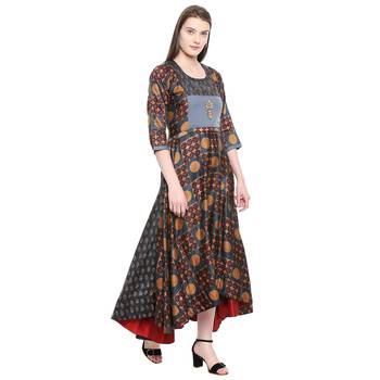 Multicolor printed cotton ethnic-kurtis 3