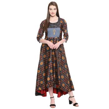 Multicolor printed cotton ethnic-kurtis 4
