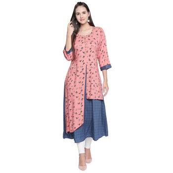 Pink printed cotton ethnic-kurtis 1