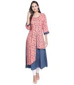 Pink printed cotton ethnic-kurtis