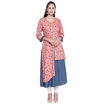Pink printed cotton ethnic-kurtis 4