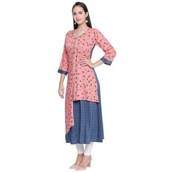Pink printed cotton ethnic-kurtis 5
