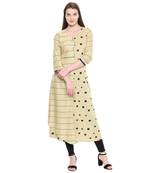 Yellow printed cotton ethnic-kurtis