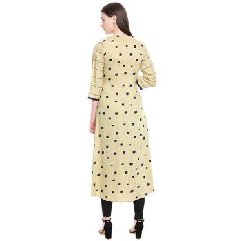 Yellow printed cotton ethnic-kurtis 2