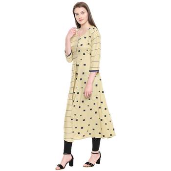 Yellow printed cotton ethnic-kurtis 5