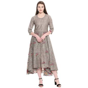 Grey embroidered cotton ethnic-kurtis 1