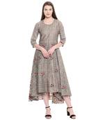 Grey embroidered cotton ethnic-kurtis