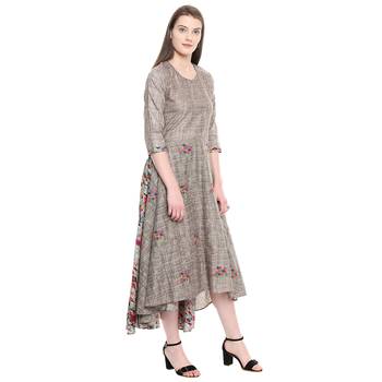 Grey embroidered cotton ethnic-kurtis 3