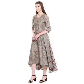 Grey embroidered cotton ethnic-kurtis 5