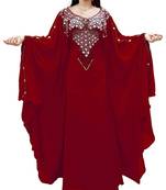 Maroon Georgette Embroidered Zari Work Islamic Kaftans