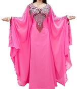 Pink Georgette Embroidered Zari Work Islamic Kaftans