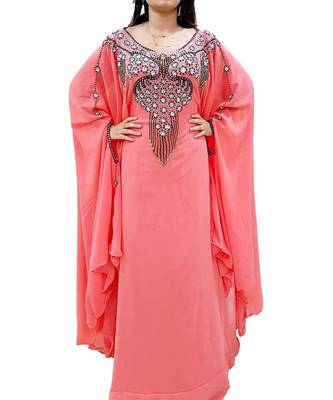 Orange Georgette Embroidered Zari Work Islamic Kaftans 1