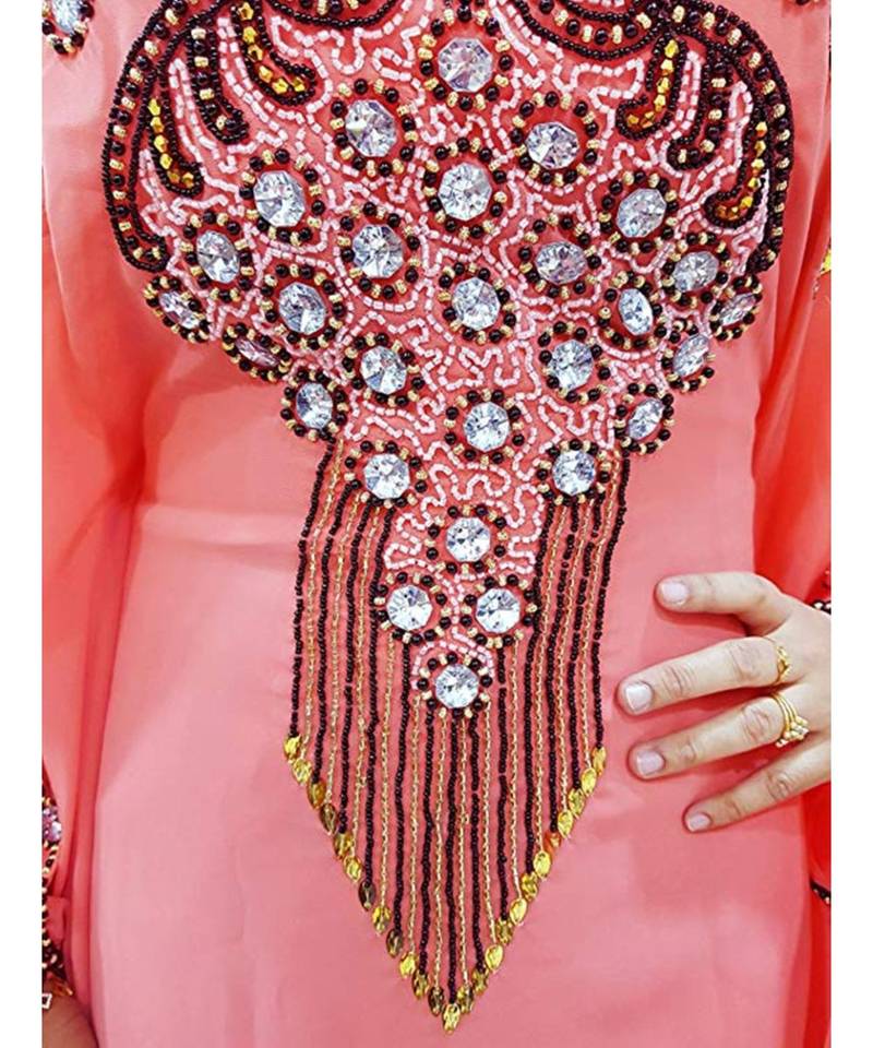 Orange Georgette Embroidered Zari Work Islamic Kaftans