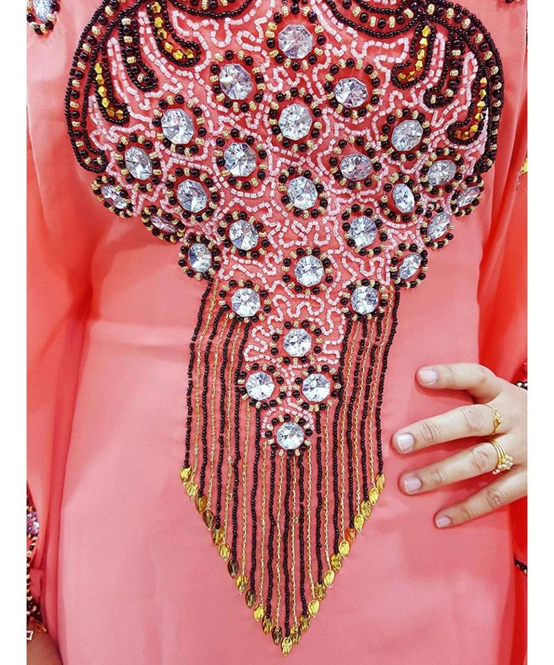 Orange Georgette Embroidered Zari Work Islamic Kaftans