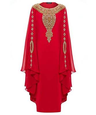 Red Georgette Embroidered Zari Work Islamic Kaftans 1
