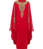 Red Georgette Embroidered Zari Work Islamic Kaftans
