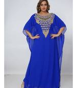 Royal Blue Georgette Embroidered Zari Work Islamic Kaftans
