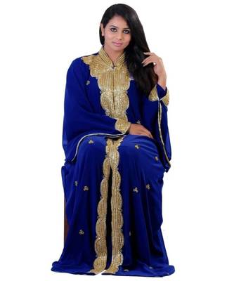 Royal Blue Georgette Embroidered Zari Work Islamic Kaftans 1