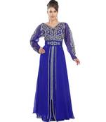 Royal Blue Georgette Embroidered Zari Work Islamic Kaftans