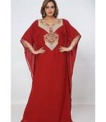 Red Georgette Embroidered Zari Work Islamic Kaftans