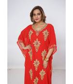 Red Georgette Embroidered Zari Work Islamic Kaftans