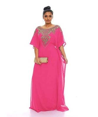 Pink Georgette Embroidered Zari Work Islamic Kaftans 1