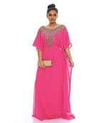 Pink Georgette Embroidered Zari Work Islamic Kaftans