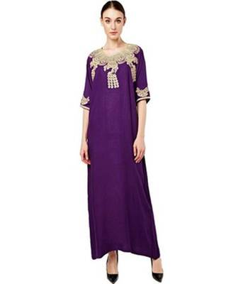 Purple Georgette Embroidered Zari Work Islamic Kaftans 1