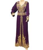 Magenta Georgette Embroidered Zari Work Islamic Kaftans