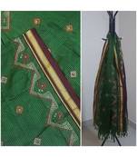 Green handloom khun/khana dupatta with kasuti embroidery