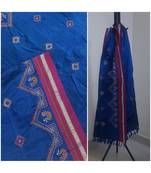Royal Blue handloom khun/Khana dupatta with kasuti embroidery
