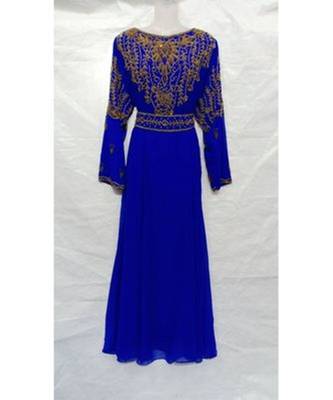 Royal Blue Georgette Embroidered Zari Work Islamic Kaftans 1