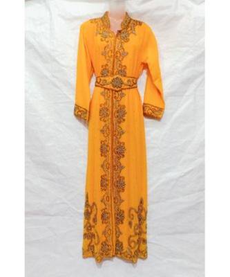 Yellow Georgette Embroidered Zari Work Islamic Kaftans 1
