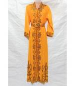 Yellow Georgette Embroidered Zari Work Islamic Kaftans