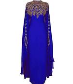 Royal Blue Georgette Embroidered Zari Work Islamic Kaftans
