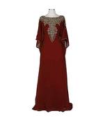 Maroon Georgette Embroidered Zari Work Islamic Kaftans