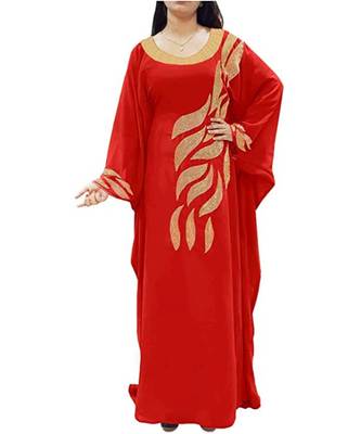 Red Georgette Embroidered Zari Work Islamic Kaftans 1