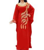 Red Georgette Embroidered Zari Work Islamic Kaftans